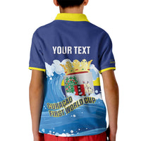 Personalized Curacao Football Kid Polo Shirt First-ever World Cup Ride The Blue Wave - Wonder Print Shop