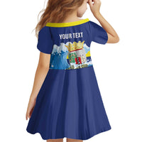 Personalized Curacao Football Kid Short Sleeve Dress First-ever World Cup Ride The Blue Wave - Wonder Print Shop