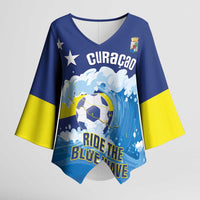 Personalized Curacao Football Kimono Sleeve Blouse First-ever World Cup Ride The Blue Wave - Wonder Print Shop