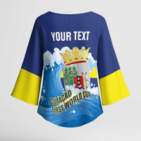 Personalized Curacao Football Kimono Sleeve Blouse First-ever World Cup Ride The Blue Wave - Wonder Print Shop