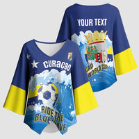 Personalized Curacao Football Kimono Sleeve Blouse First-ever World Cup Ride The Blue Wave - Wonder Print Shop