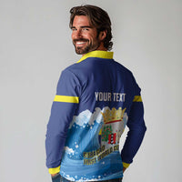 Personalized Curacao Football Long Sleeve Polo Shirt First-ever World Cup Ride The Blue Wave - Wonder Print Shop