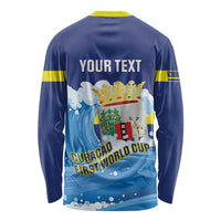 Personalized Curacao Football Long Sleeve Shirt First-ever World Cup Ride The Blue Wave - Wonder Print Shop