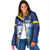 Personalized Curacao Football Padded Jacket First-ever World Cup Ride The Blue Wave - Wonder Print Shop