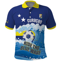 Personalized Curacao Football Polo Shirt First-ever World Cup Ride The Blue Wave - Wonder Print Shop