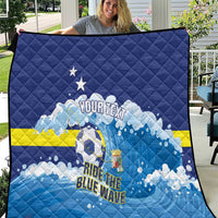 Personalized Curacao Football Quilt First-ever World Cup Ride The Blue Wave - Wonder Print Shop