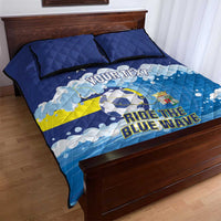 Personalized Curacao Football Quilt Bed Set First-ever World Cup Ride The Blue Wave - Wonder Print Shop