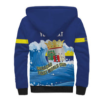 Personalized Curacao Football Sherpa Hoodie First-ever World Cup Ride The Blue Wave - Wonder Print Shop