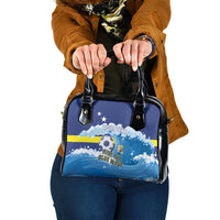 Personalized Curacao Football Shoulder Handbag First-ever World Cup Ride The Blue Wave - Wonder Print Shop