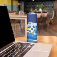 Personalized Curacao Football Skinny Tumbler First-ever World Cup Ride The Blue Wave - Wonder Print Shop