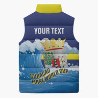 Personalized Curacao Football Sleeveless Puffer Jacket First-ever World Cup Ride The Blue Wave - Wonder Print Shop