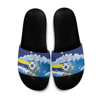 Personalized Curacao Football Slide Sandals First-ever World Cup Ride The Blue Wave - Wonder Print Shop