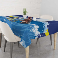 Personalized Curacao Football Tablecloth First-ever World Cup Ride The Blue Wave - Wonder Print Shop