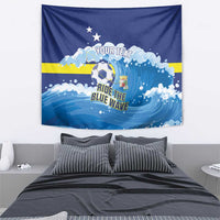 Personalized Curacao Football Tapestry First-ever World Cup Ride The Blue Wave - Wonder Print Shop