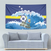 Personalized Curacao Football Tapestry First-ever World Cup Ride The Blue Wave - Wonder Print Shop