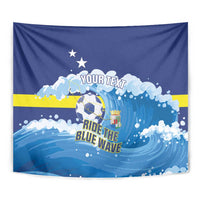 Personalized Curacao Football Tapestry First-ever World Cup Ride The Blue Wave - Wonder Print Shop