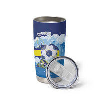 Personalized Curacao Football Tumbler Cup First-ever World Cup Ride The Blue Wave - Wonder Print Shop
