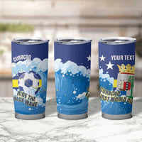 Personalized Curacao Football Tumbler Cup First-ever World Cup Ride The Blue Wave - Wonder Print Shop