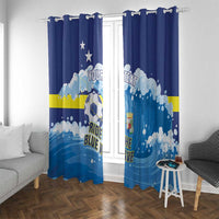 Personalized Curacao Football Window Curtain First-ever World Cup Ride The Blue Wave - Wonder Print Shop