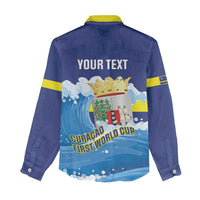 Personalized Curacao Football Women Casual Shirt First-ever World Cup Ride The Blue Wave - Wonder Print Shop