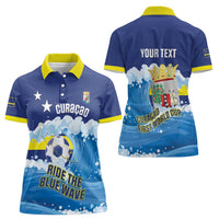 Personalized Curacao Football Women Polo Shirt First-ever World Cup Ride The Blue Wave - Wonder Print Shop