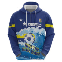 Personalized Curacao Football Zip Hoodie First-ever World Cup Ride The Blue Wave - Wonder Print Shop