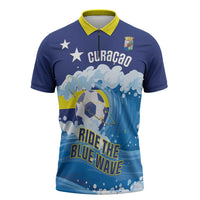 Personalized Curacao Football Zipper Polo Shirt First-ever World Cup Ride The Blue Wave - Wonder Print Shop