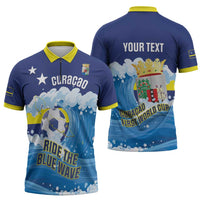Personalized Curacao Football Zipper Polo Shirt First-ever World Cup Ride The Blue Wave - Wonder Print Shop
