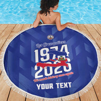 Personalized Haiti Football Beach Blanket Les Grenadiers Made History Once Again Blue Color - Wonder Print Shop