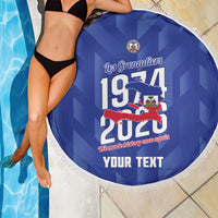 Personalized Haiti Football Beach Blanket Les Grenadiers Made History Once Again Blue Color - Wonder Print Shop