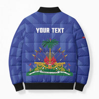 Personalized Haiti Football Bomber Puffer Jacket Les Grenadiers Made History Once Again Blue Color - Wonder Print Shop