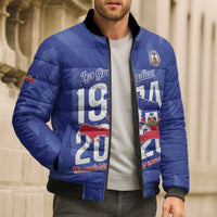 Personalized Haiti Football Bomber Puffer Jacket Les Grenadiers Made History Once Again Blue Color - Wonder Print Shop