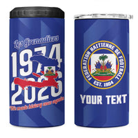 Personalized Haiti Football 4 in 1 Can Cooler Tumbler Les Grenadiers Made History Once Again Blue Color - Wonder Print Shop