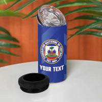 Personalized Haiti Football 4 in 1 Can Cooler Tumbler Les Grenadiers Made History Once Again Blue Color - Wonder Print Shop