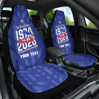 Personalized Haiti Football Car Seat Cover Les Grenadiers Made History Once Again Blue Color - Wonder Print Shop