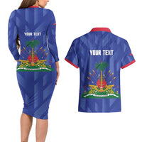 Personalized Haiti Football Couples Matching Long Sleeve Bodycon Dress and Hawaiian Shirt Les Grenadiers Made History Once Again Blue Color - Wonder Print Shop