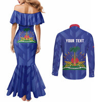 Personalized Haiti Football Couples Matching Mermaid Dress and Long Sleeve Button Shirt Les Grenadiers Made History Once Again Blue Color - Wonder Print Shop