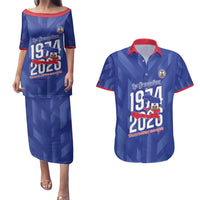 Personalized Haiti Football Couples Matching Puletasi and Hawaiian Shirt Les Grenadiers Made History Once Again Blue Color - Wonder Print Shop