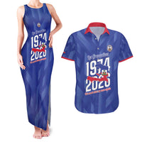 Personalized Haiti Football Couples Matching Tank Maxi Dress and Hawaiian Shirt Les Grenadiers Made History Once Again Blue Color - Wonder Print Shop