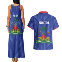 Personalized Haiti Football Couples Matching Tank Maxi Dress and Hawaiian Shirt Les Grenadiers Made History Once Again Blue Color - Wonder Print Shop