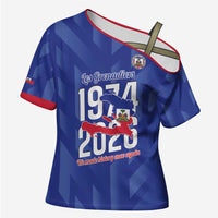 Personalized Haiti Football Cross Shoulder Shirt Les Grenadiers Made History Once Again Blue Color - Wonder Print Shop