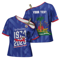 Personalized Haiti Football Cross Shoulder Shirt Les Grenadiers Made History Once Again Blue Color - Wonder Print Shop