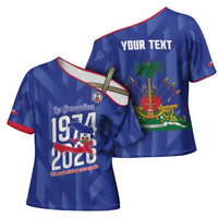 Personalized Haiti Football Cross Shoulder Shirt Les Grenadiers Made History Once Again Blue Color - Wonder Print Shop