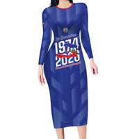 Personalized Haiti Football Family Matching Long Sleeve Bodycon Dress and Hawaiian Shirt Les Grenadiers Made History Once Again Blue Color - Wonder Print Shop