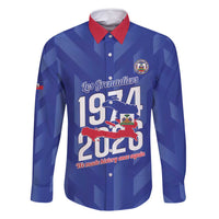 Personalized Haiti Football Family Matching Off Shoulder Maxi Dress and Hawaiian Shirt Les Grenadiers Made History Once Again Blue Color - Wonder Print Shop