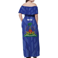 Personalized Haiti Football Family Matching Off Shoulder Maxi Dress and Hawaiian Shirt Les Grenadiers Made History Once Again Blue Color - Wonder Print Shop