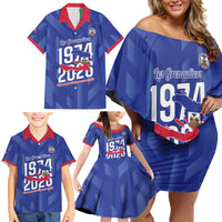 Personalized Haiti Football Family Matching Off Shoulder Short Dress and Hawaiian Shirt Les Grenadiers Made History Once Again Blue Color - Wonder Print Shop