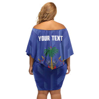 Personalized Haiti Football Family Matching Off Shoulder Short Dress and Hawaiian Shirt Les Grenadiers Made History Once Again Blue Color - Wonder Print Shop