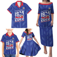 Personalized Haiti Football Family Matching Puletasi and Hawaiian Shirt Les Grenadiers Made History Once Again Blue Color - Wonder Print Shop