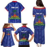 Personalized Haiti Football Family Matching Puletasi and Hawaiian Shirt Les Grenadiers Made History Once Again Blue Color - Wonder Print Shop
